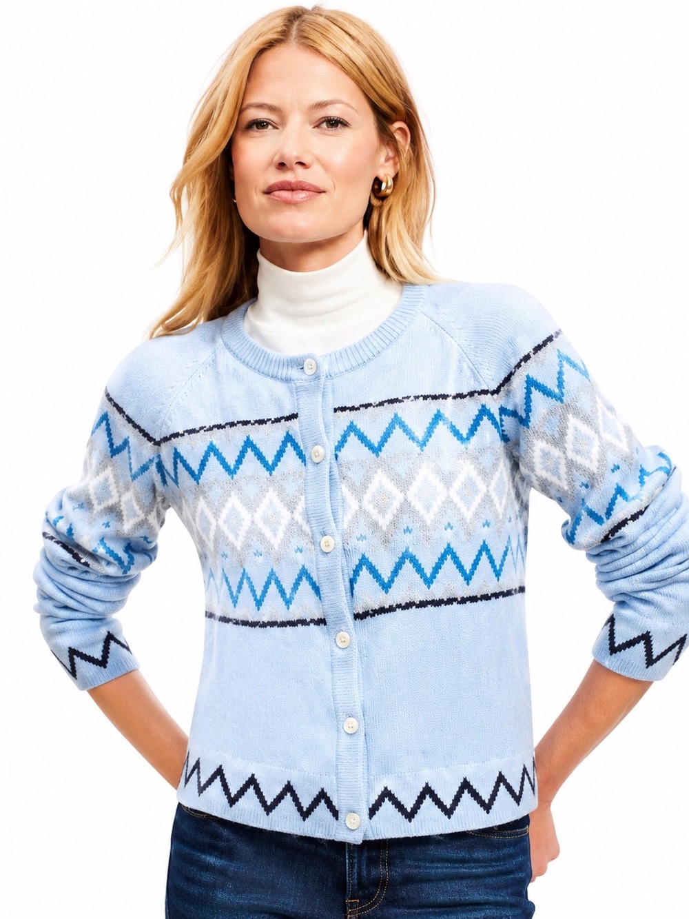 Loft Sequin Fair Isle Sweater Jacket